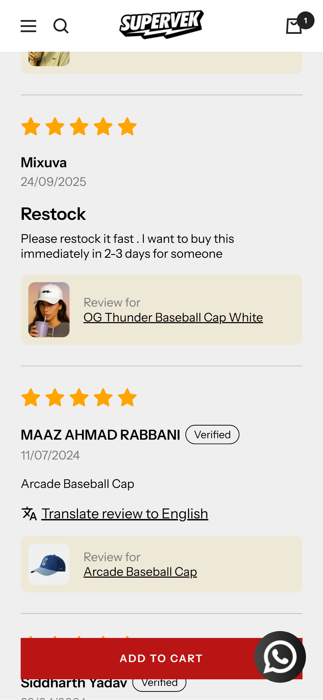 Supervek — PDP reviews section (customer photo reviews, filter by rating, sort by Most Recent / Most Helpful)